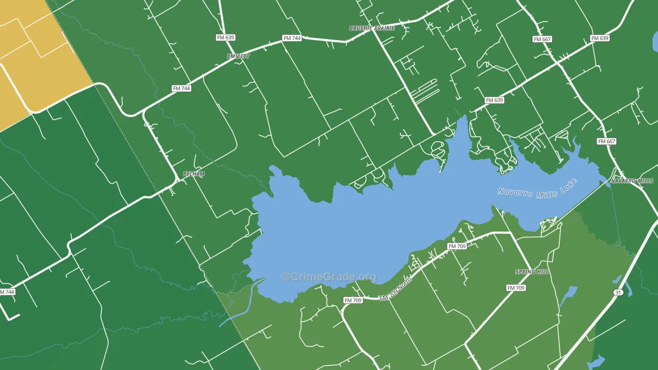 Pelham, TX Map of Vehicle Theft Rates
