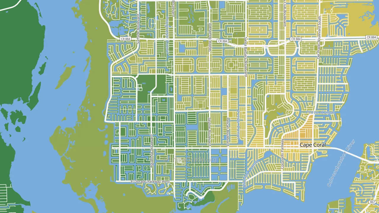 Pelican, Cape Coral, FL Map of Vehicle Theft Rates