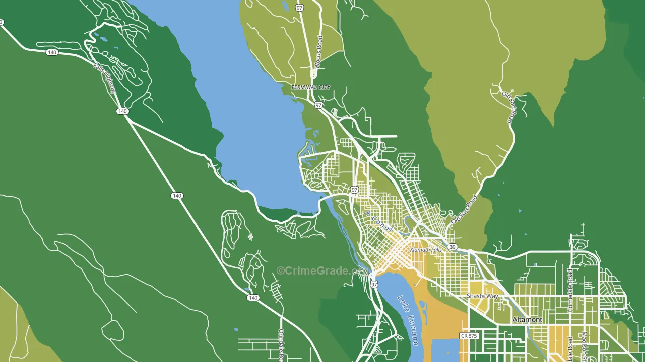 Pelican City, OR Map of Vehicle Theft Rates