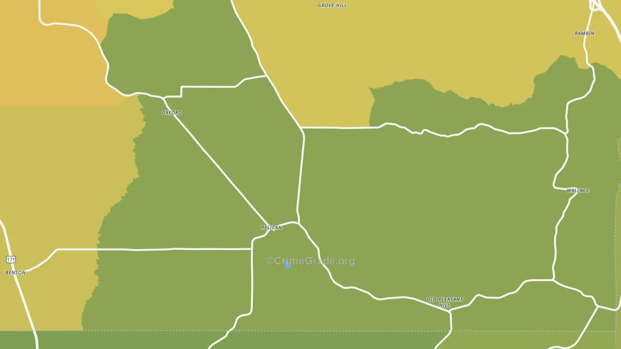 Pelican, LA Map of Vehicle Theft Rates