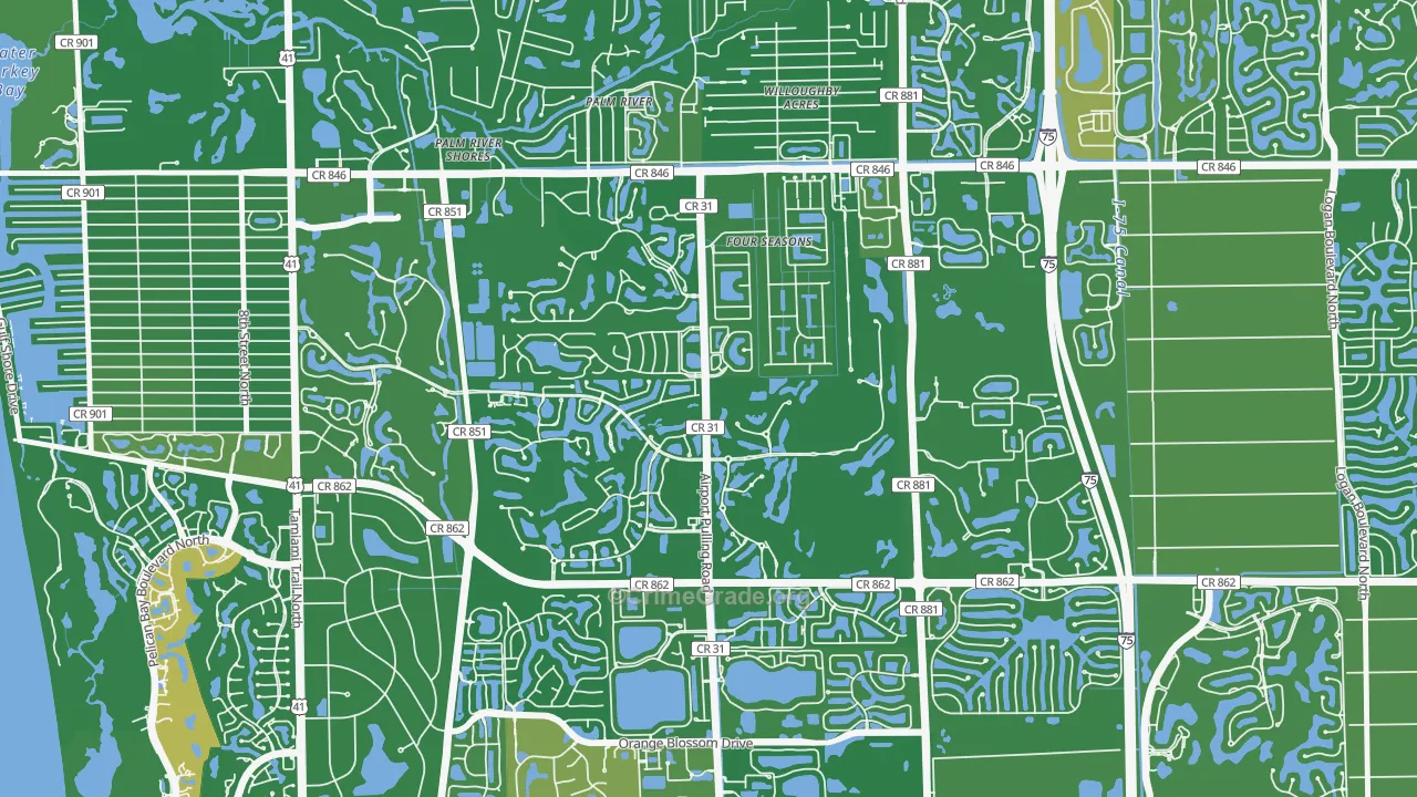 Pelican Marsh, Naples, FL Map of Vehicle Theft Rates