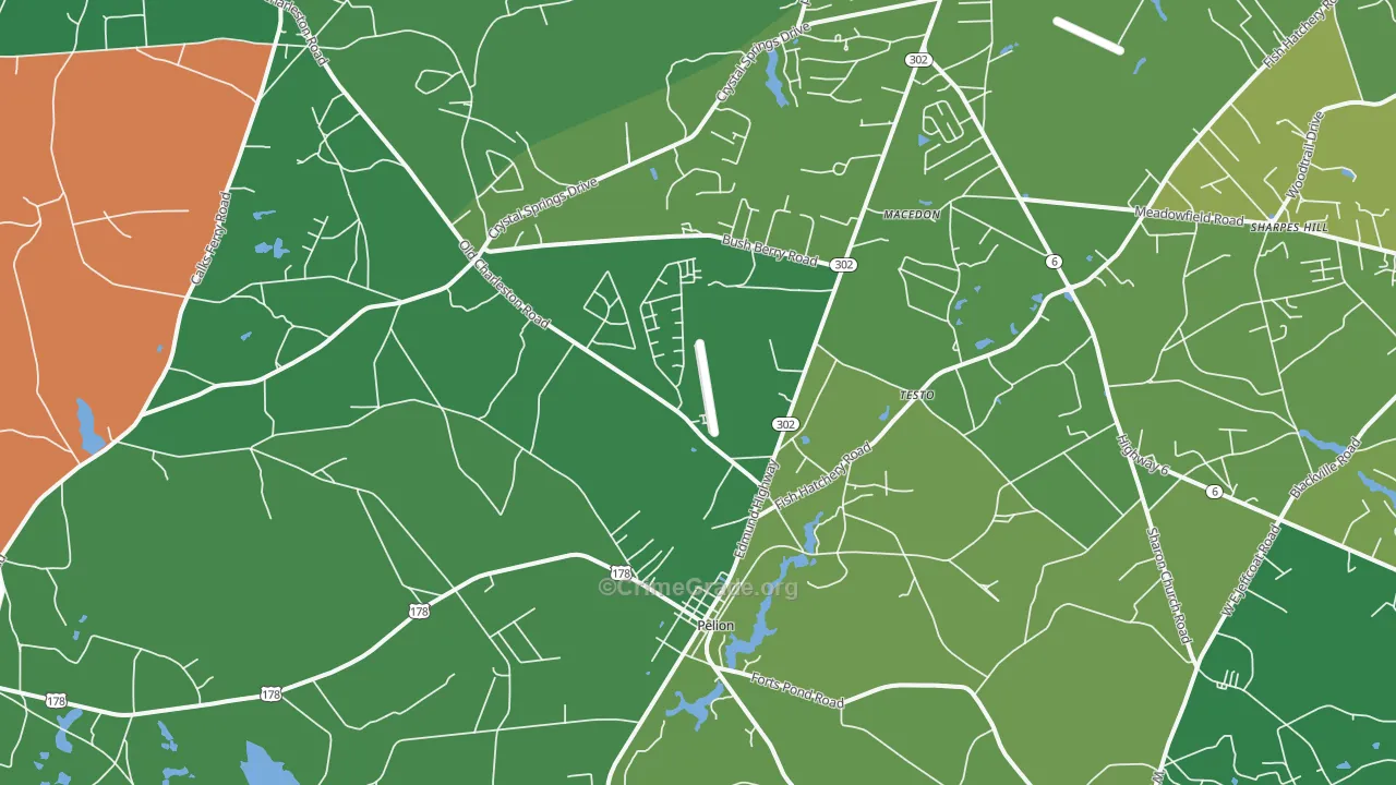 Pelion, SC Map of Vehicle Theft Rates