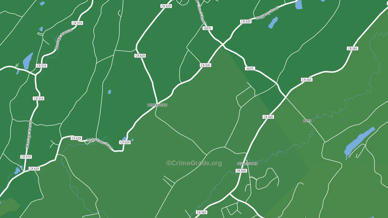 Pellettown, NJ Map of Vehicle Theft Rates