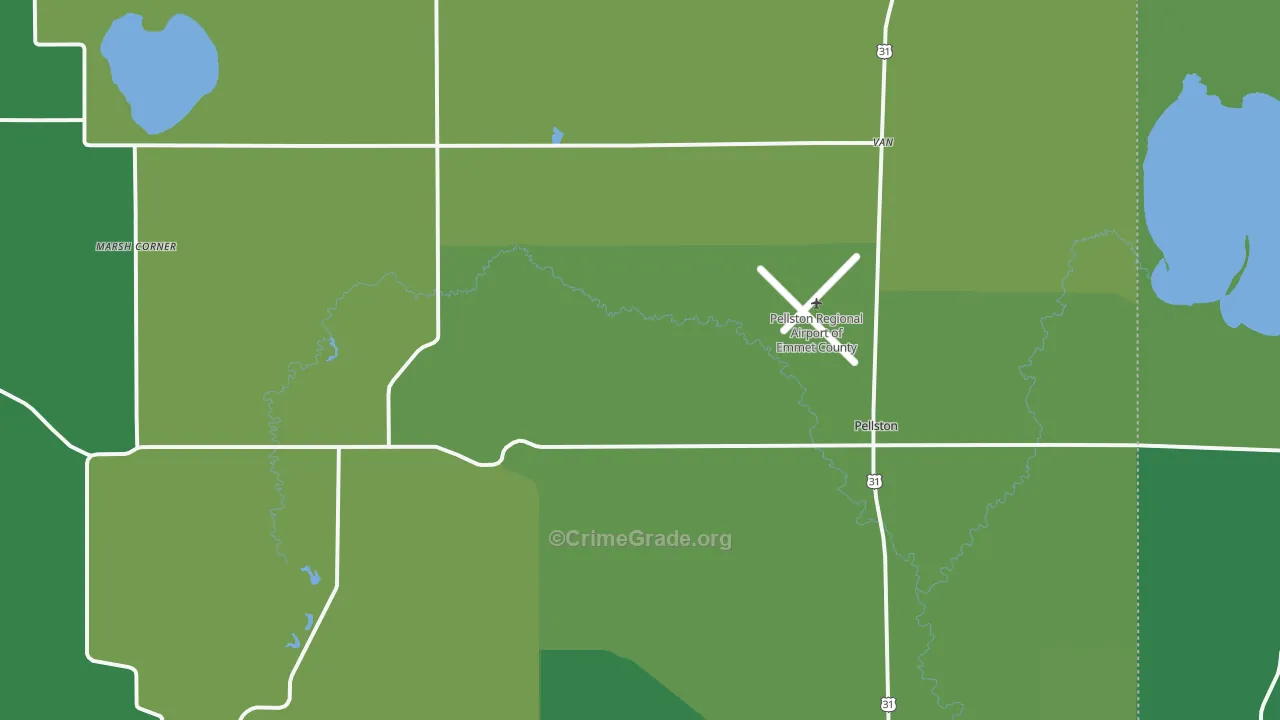 Pellston, MI Map of Vehicle Theft Rates