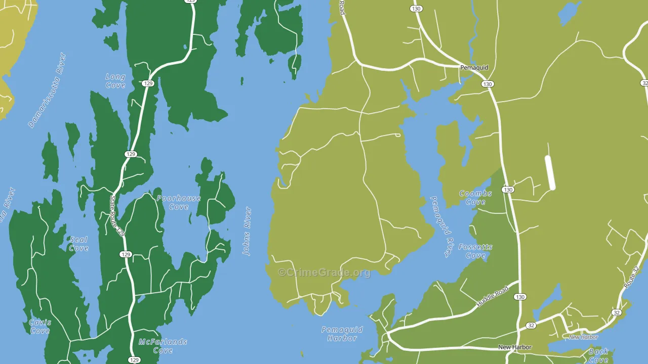Pemaquid Harbor, ME Map of Vehicle Theft Rates