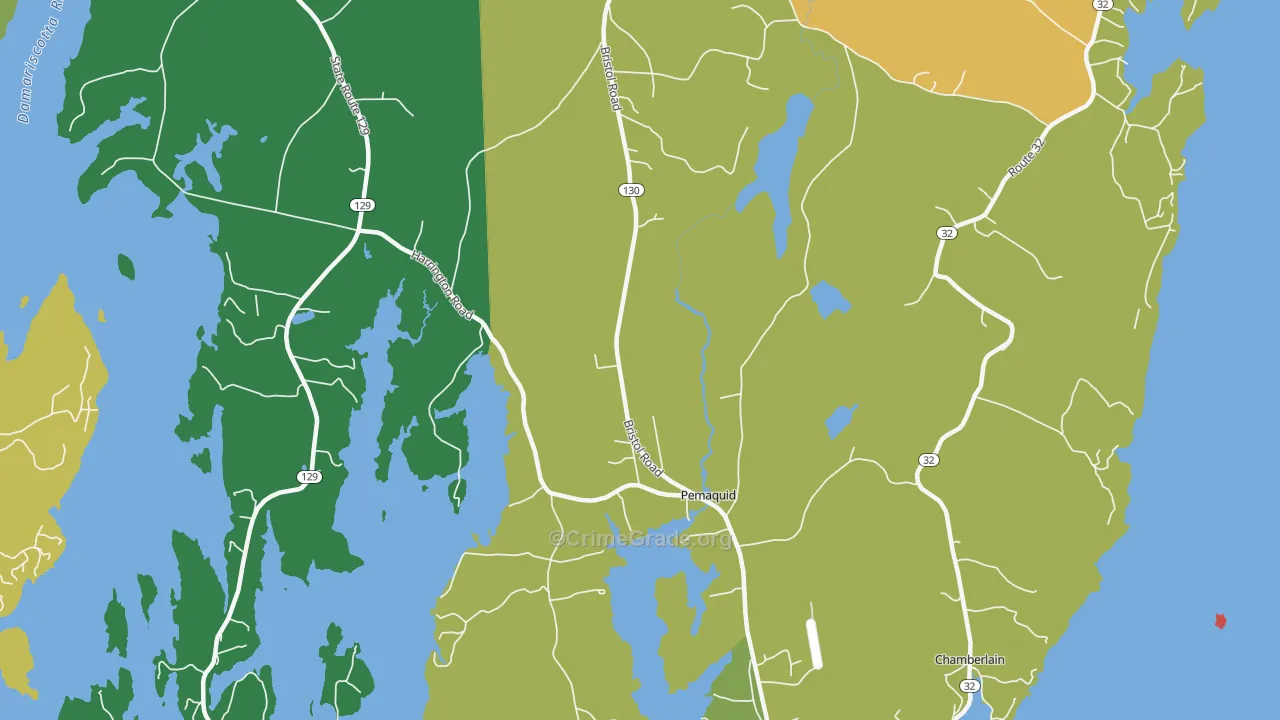 Pemaquid, ME Map of Vehicle Theft Rates