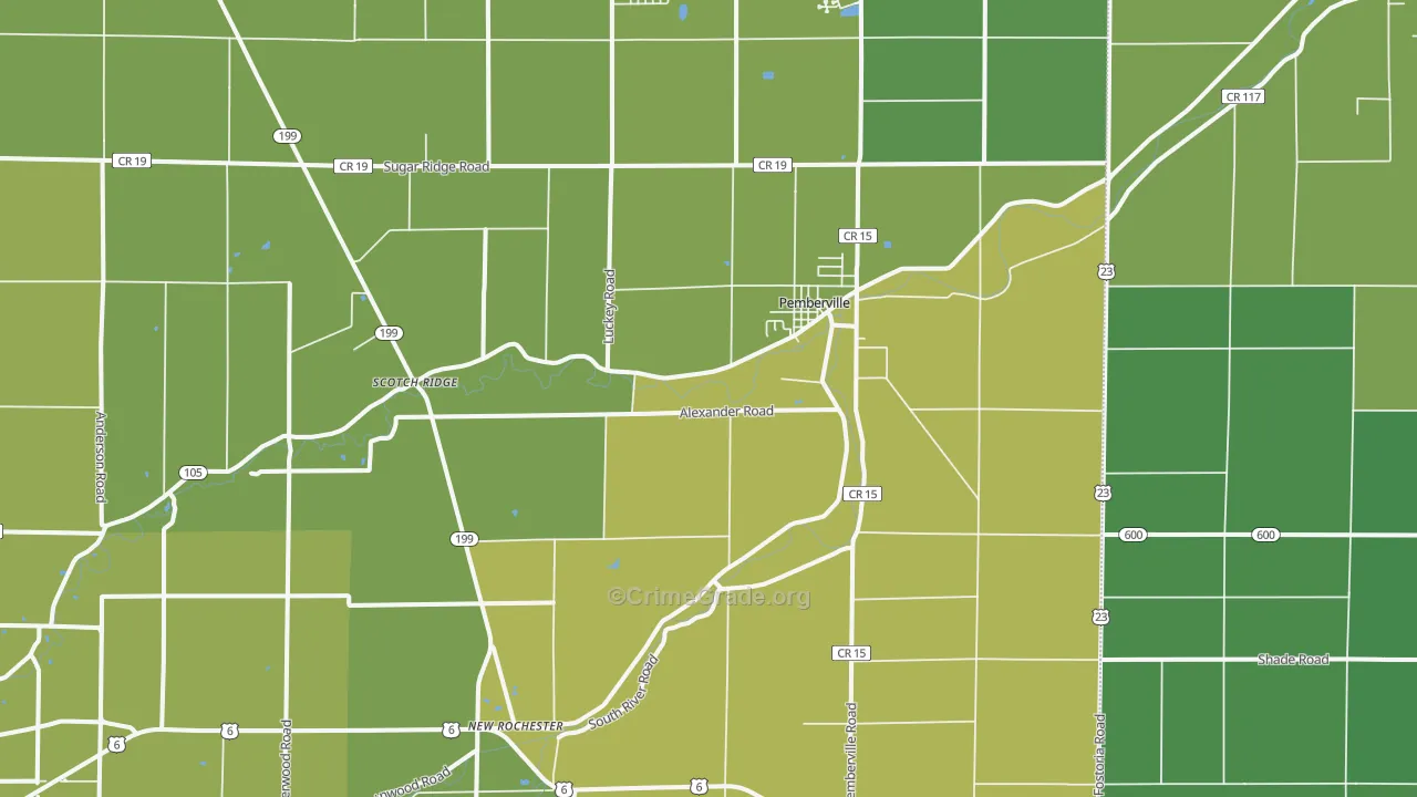 Pemberville, OH Map of Vehicle Theft Rates