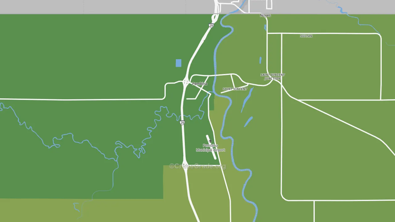 Pembina, ND Map of Vehicle Theft Rates