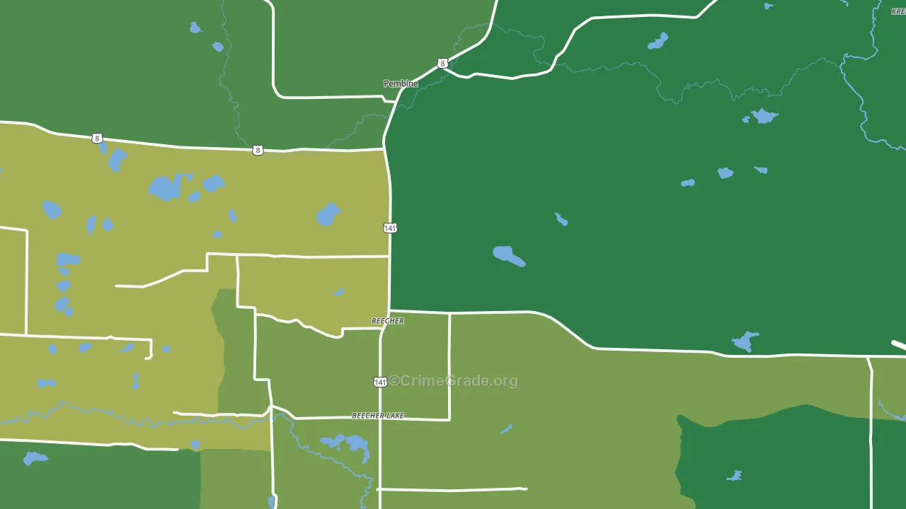 Pembine, WI Map of Vehicle Theft Rates