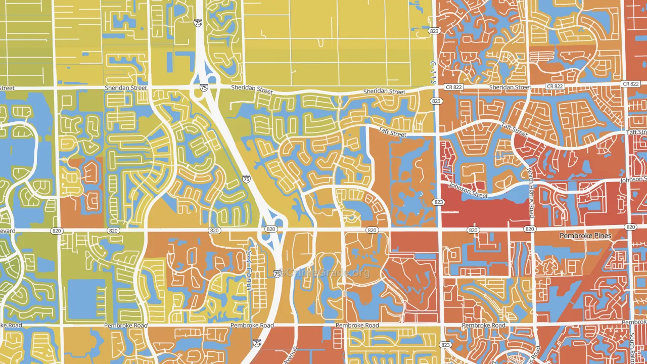Pembroke Falls, Pembroke Pines, FL Map of Vehicle Theft Rates