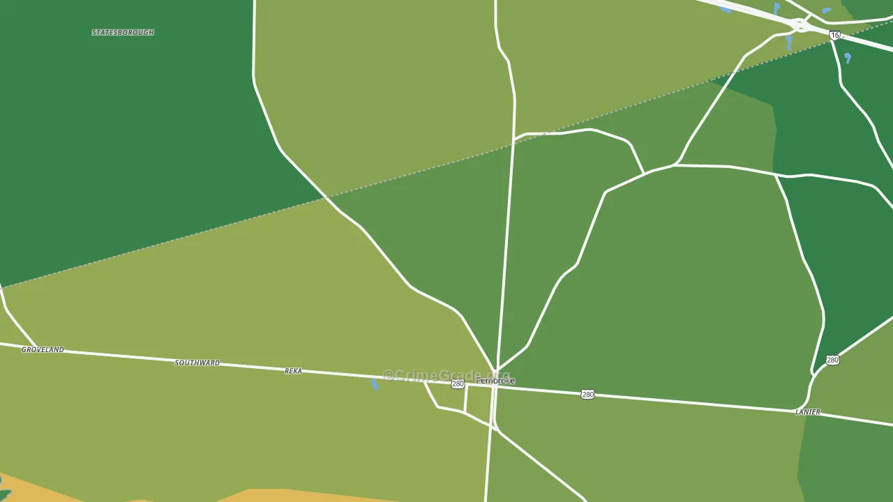 Pembroke, GA Map of Vehicle Theft Rates