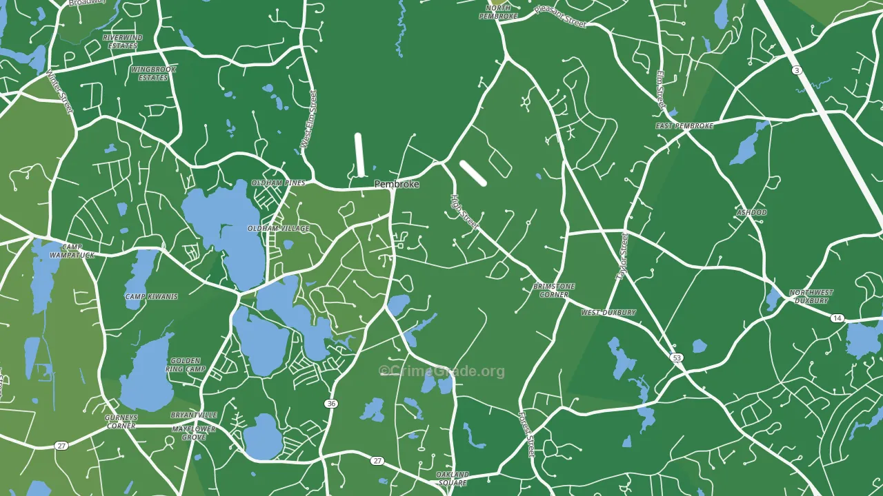 Pembroke, MA Map of Vehicle Theft Rates