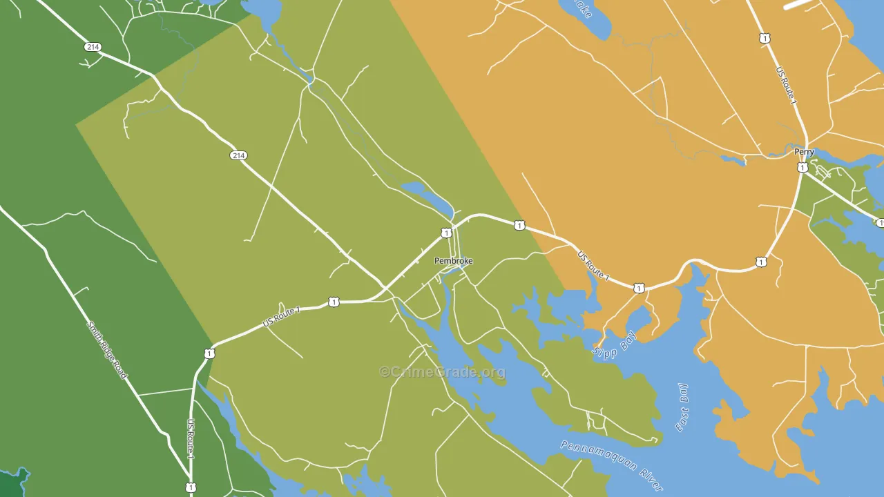 Pembroke, ME Map of Vehicle Theft Rates