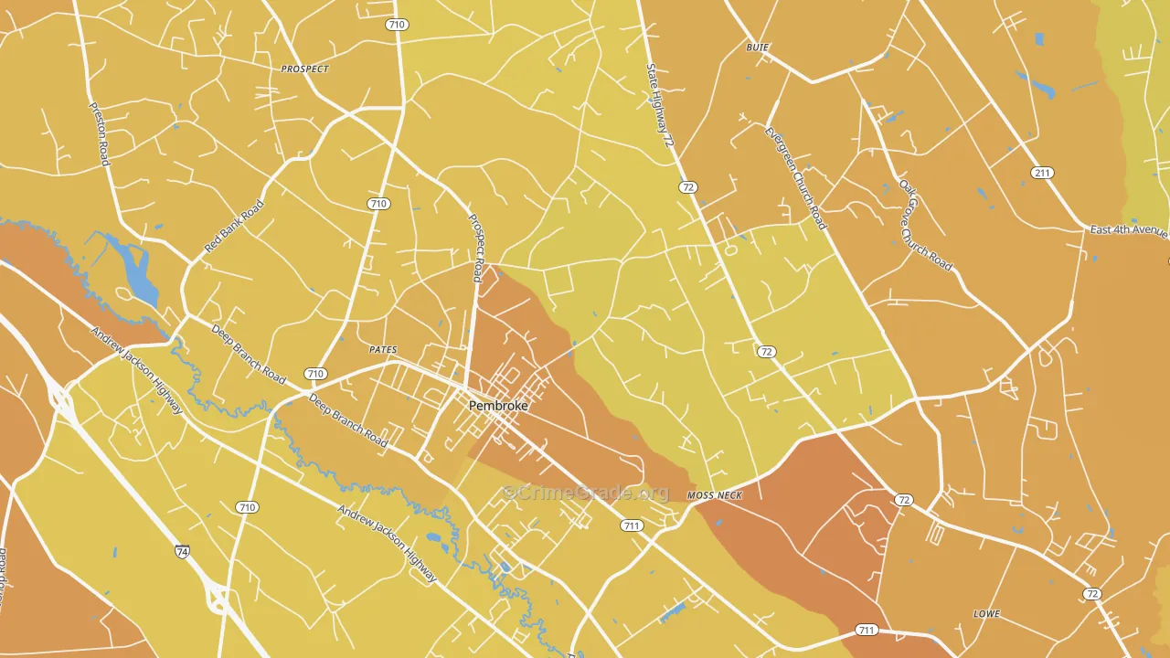 Pembroke, NC Map of Vehicle Theft Rates