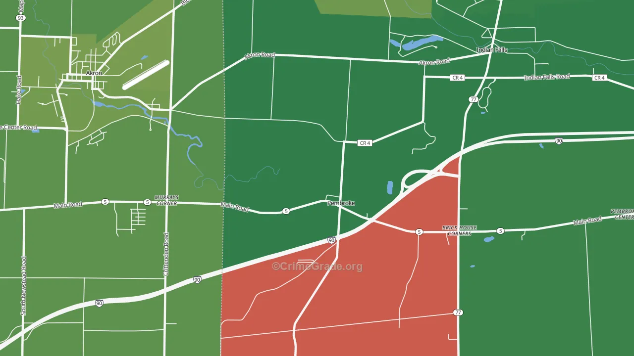 Pembroke, NY Map of Vehicle Theft Rates