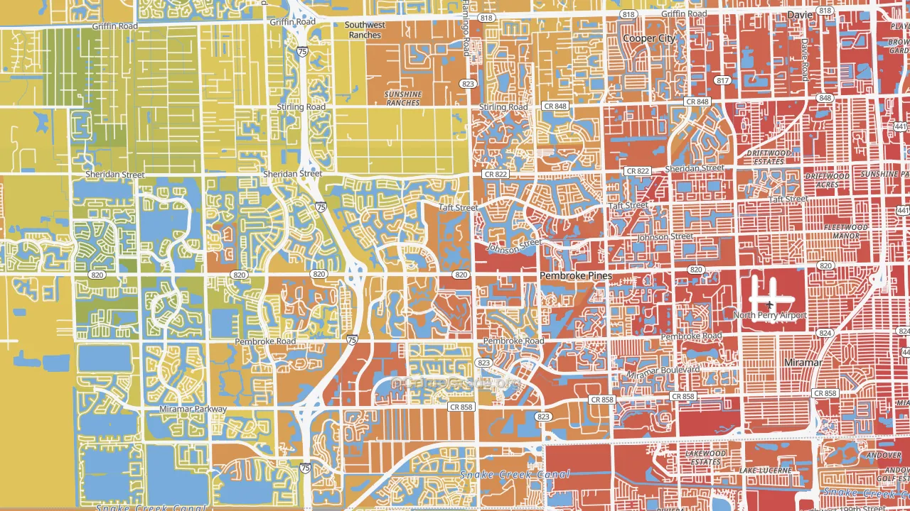 Pembroke Pines, FL Map of Vehicle Theft Rates