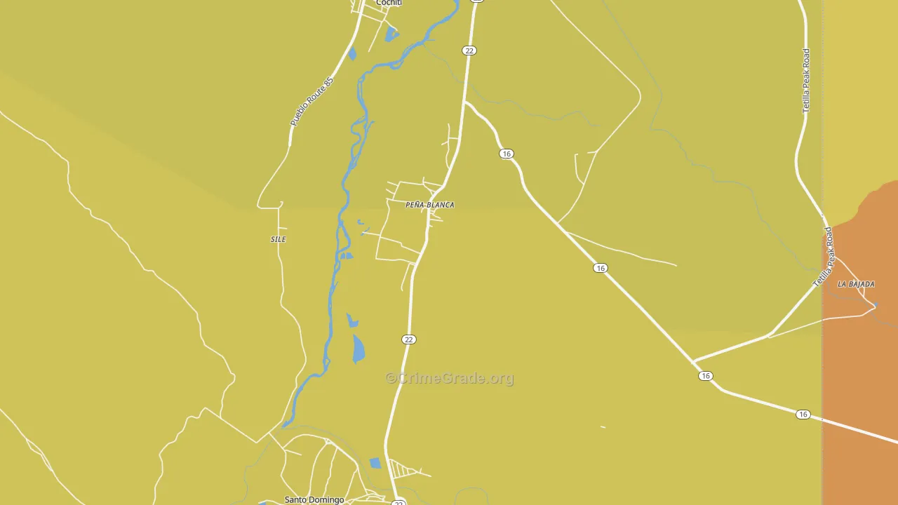 Pena Blanca, NM Map of Vehicle Theft Rates