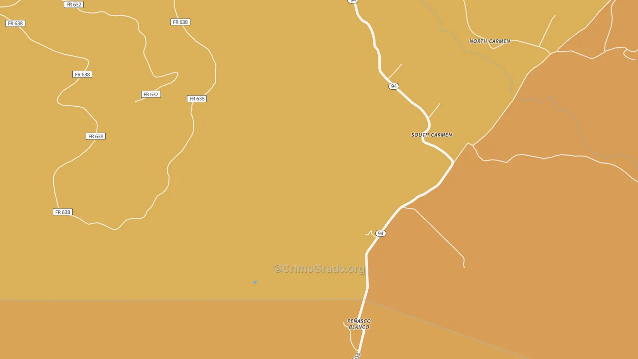 Penasco Blanco, NM Map of Vehicle Theft Rates