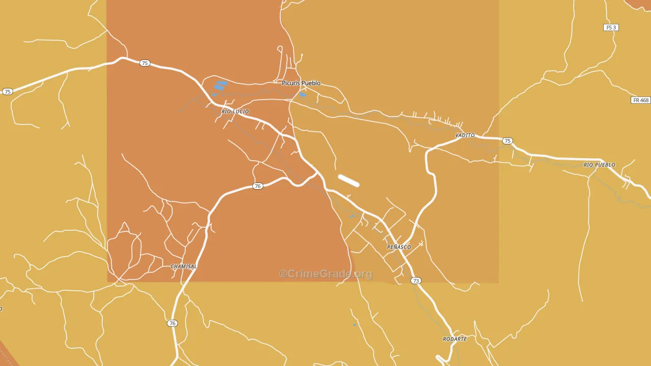 Penasco, NM Map of Vehicle Theft Rates