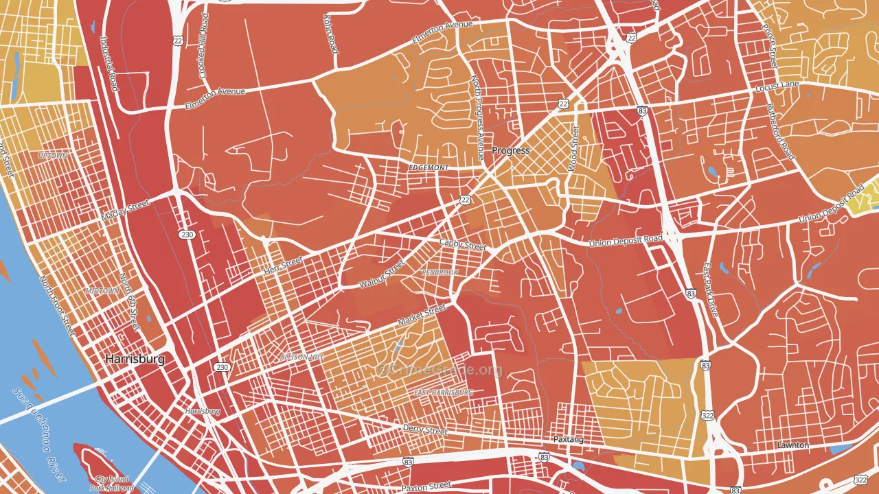 Penbrook, PA Map of Vehicle Theft Rates