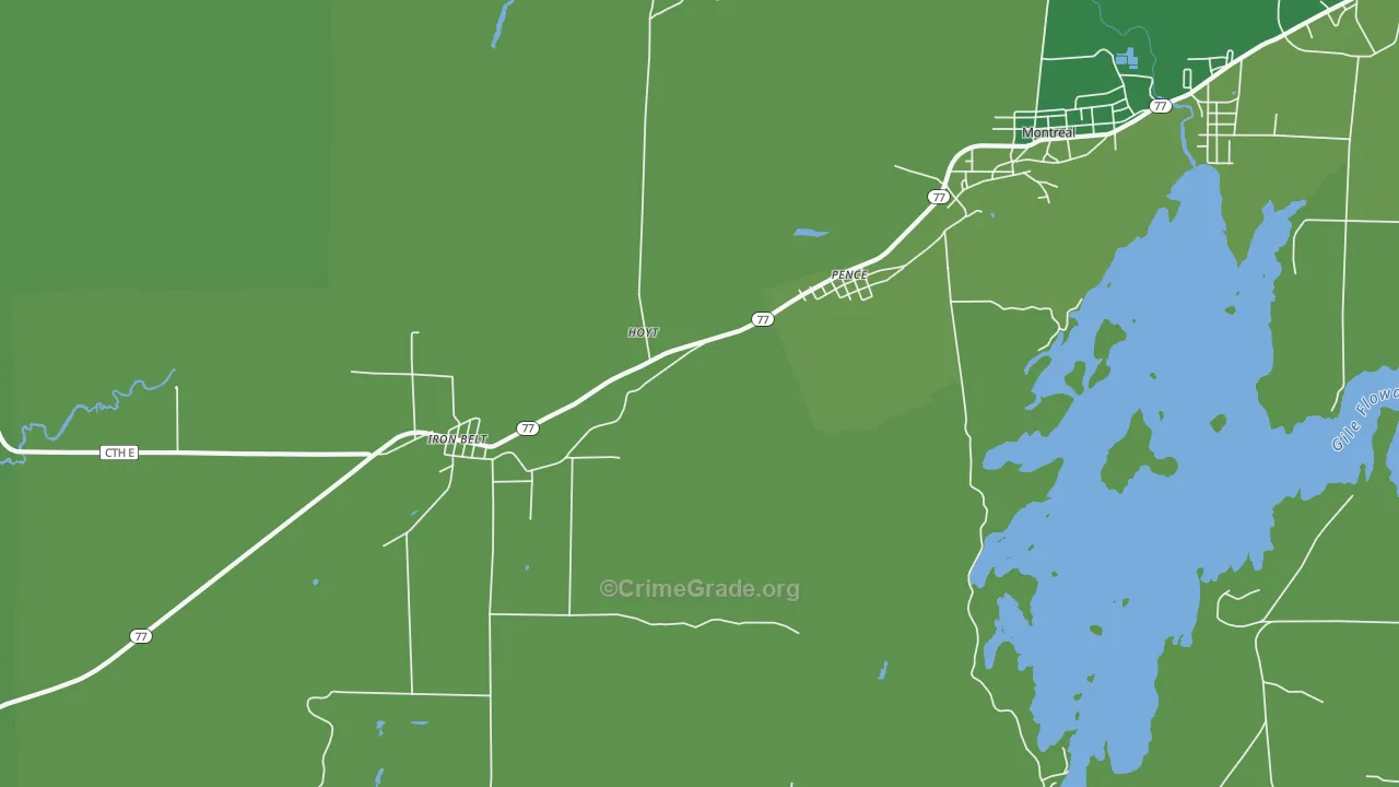 Pence, WI Map of Vehicle Theft Rates