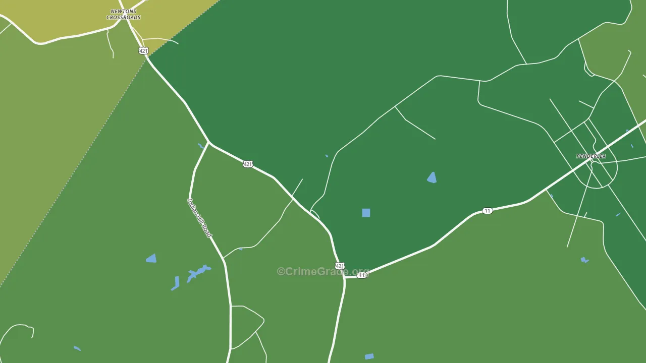 Penderlea, NC Map of Vehicle Theft Rates