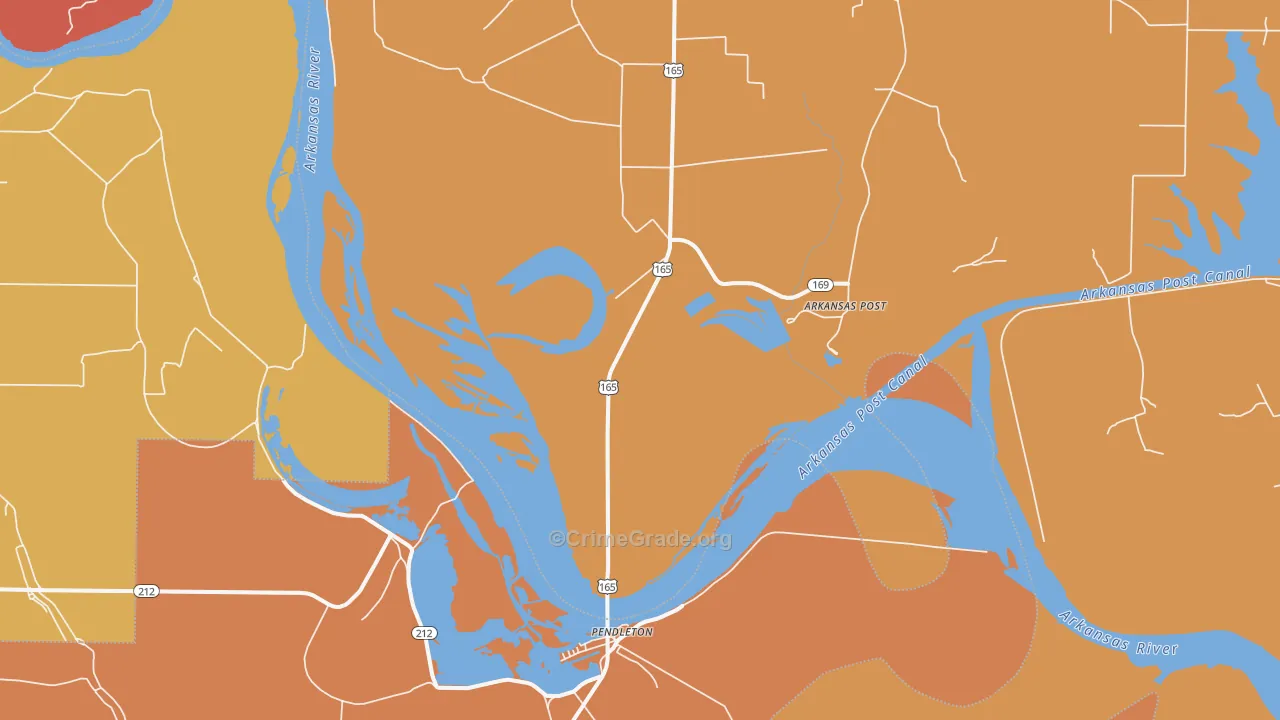 Pendleton, AR Map of Vehicle Theft Rates