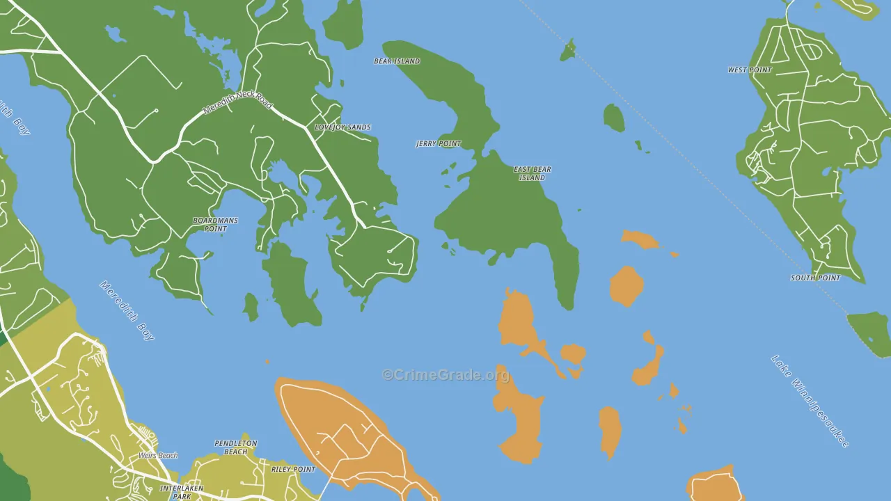 Pendleton Beach, NH Map of Vehicle Theft Rates