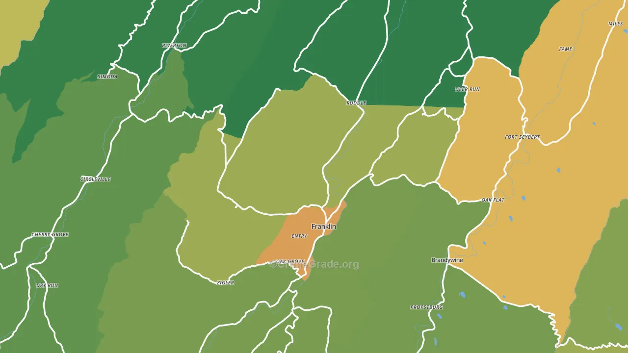 Pendleton County, WV Map of Vehicle Theft Rates