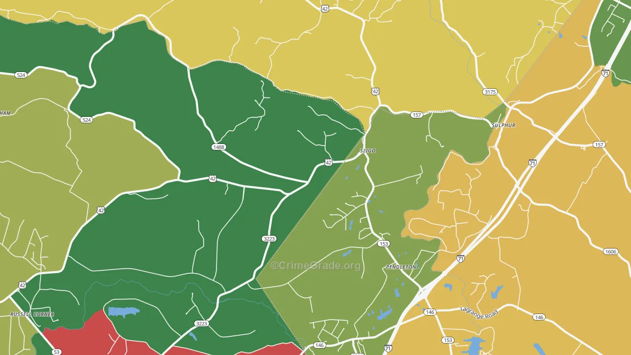 Pendleton, KY Map of Vehicle Theft Rates
