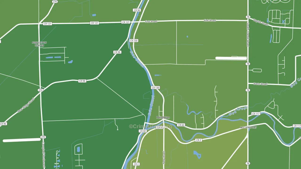 Pendleton, NY Map of Vehicle Theft Rates