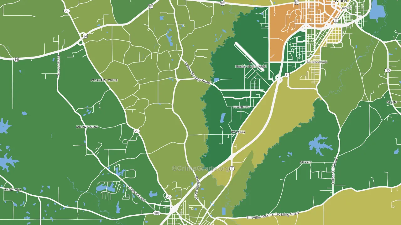 Pendorff, MS Map of Vehicle Theft Rates