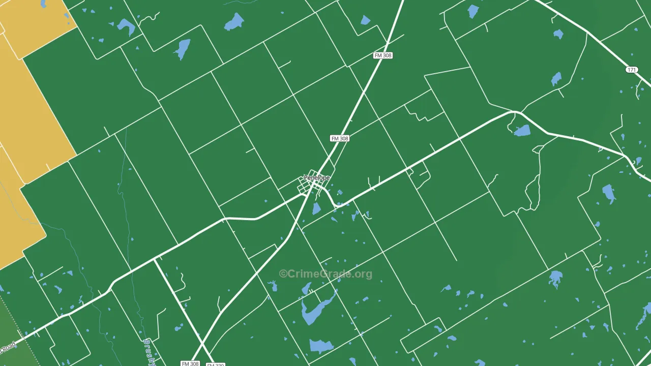 Penelope, TX Map of Vehicle Theft Rates