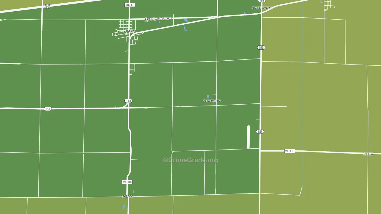 Penermon, MO Map of Vehicle Theft Rates