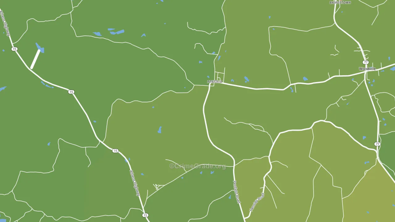 Penfield, GA Map of Vehicle Theft Rates