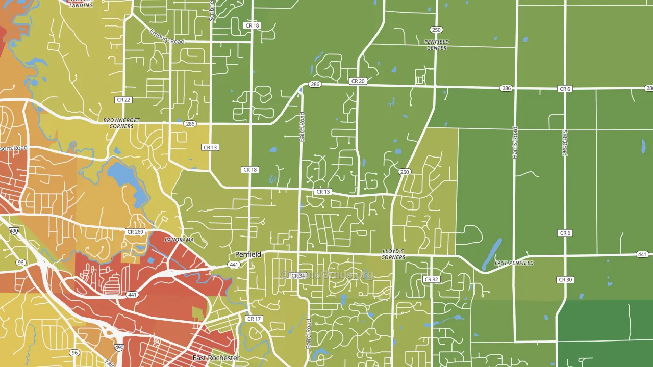 Penfield, NY Map of Vehicle Theft Rates
