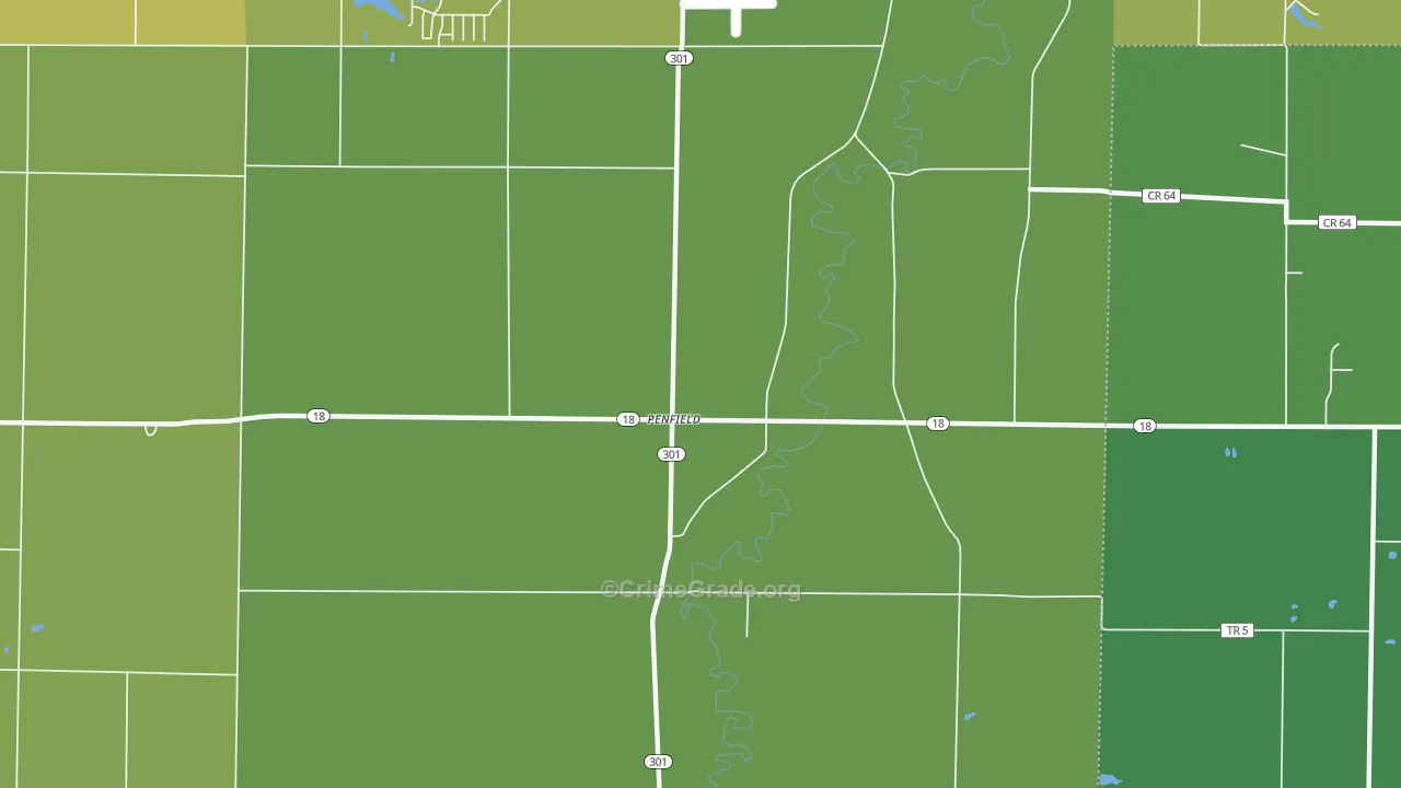 Penfield, OH Map of Vehicle Theft Rates
