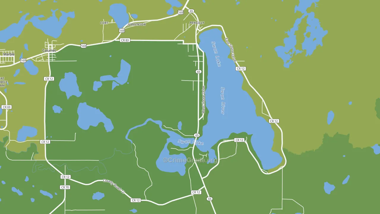 Pengilly, MN Map of Vehicle Theft Rates