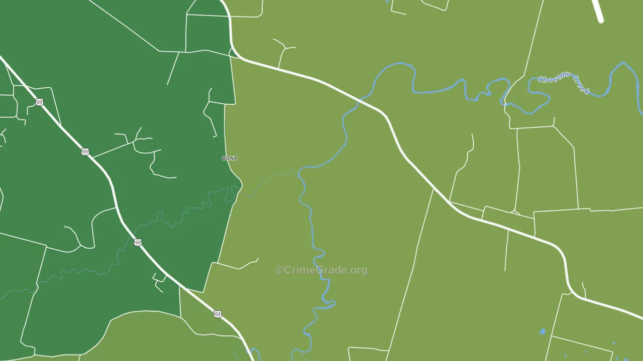 Penland, TX Map of Vehicle Theft Rates