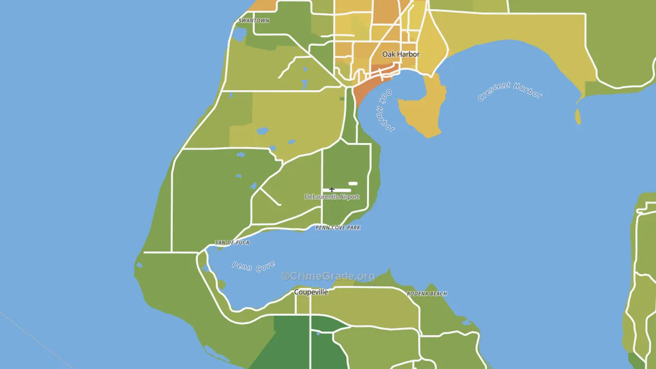 Penn Cove Park, WA Map of Vehicle Theft Rates