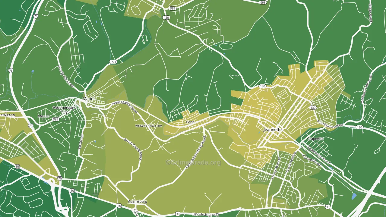 Penn, PA Map of Vehicle Theft Rates