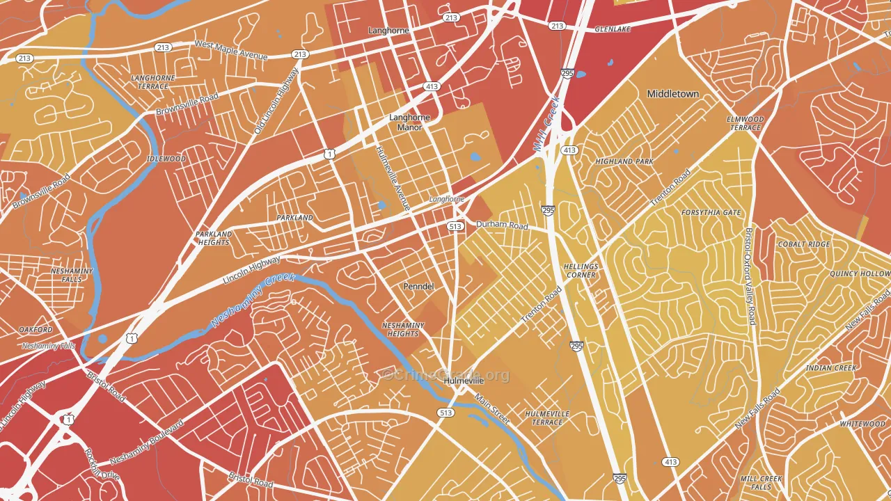 Penndel, PA Map of Vehicle Theft Rates