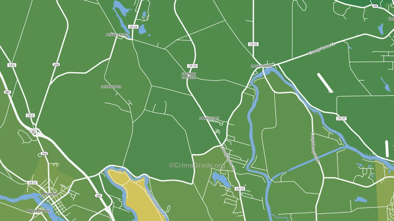 Pennellville, NY Map of Vehicle Theft Rates