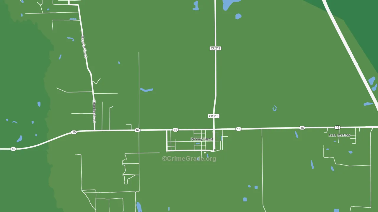 Penney Farms, FL Map of Vehicle Theft Rates