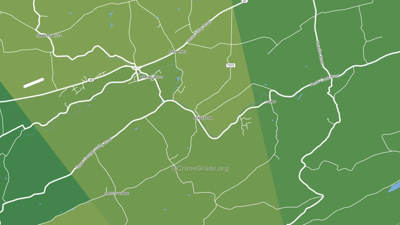 Pennhall, PA Map of Vehicle Theft Rates