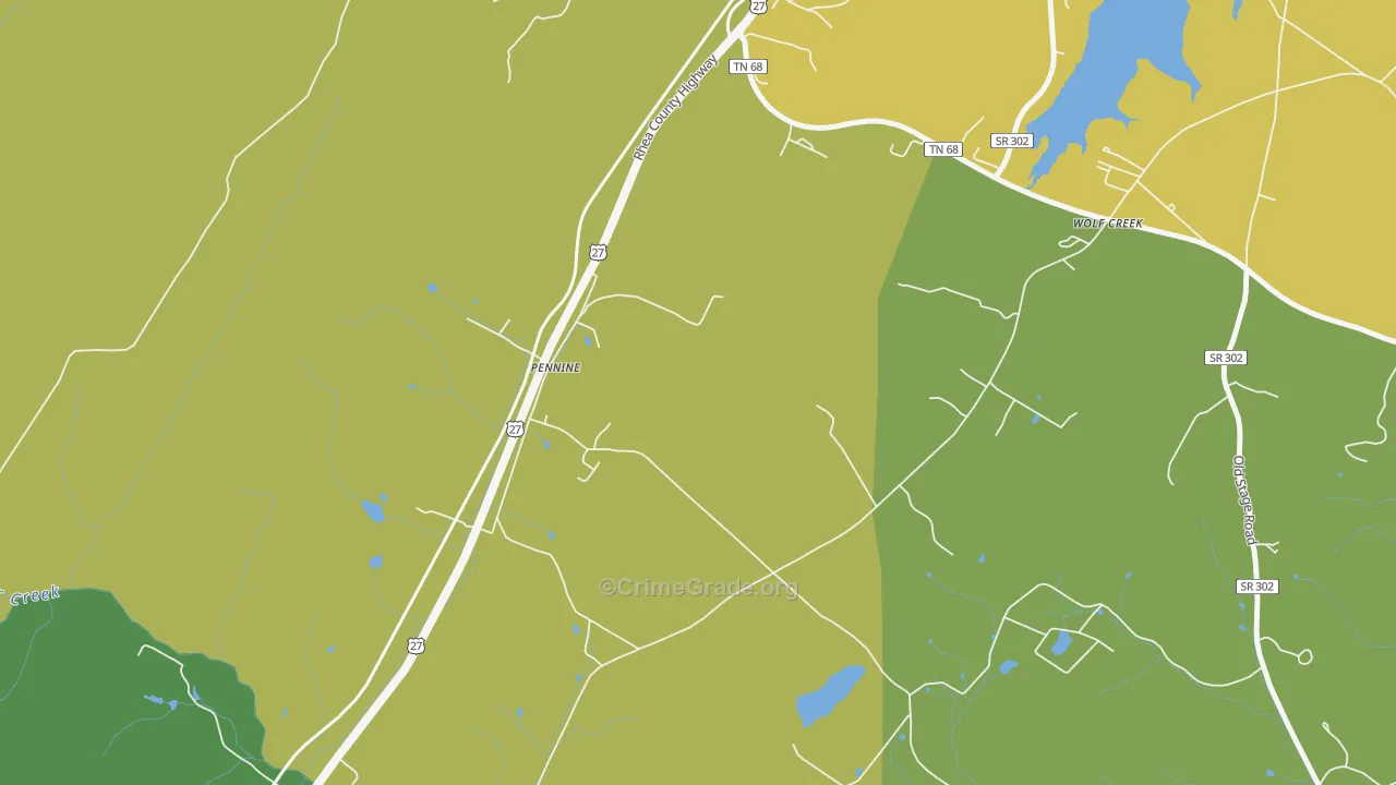 Pennine, TN Map of Vehicle Theft Rates