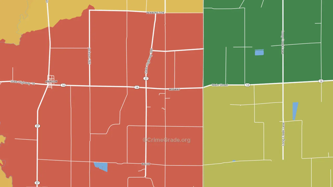Pennington, AR Map of Vehicle Theft Rates