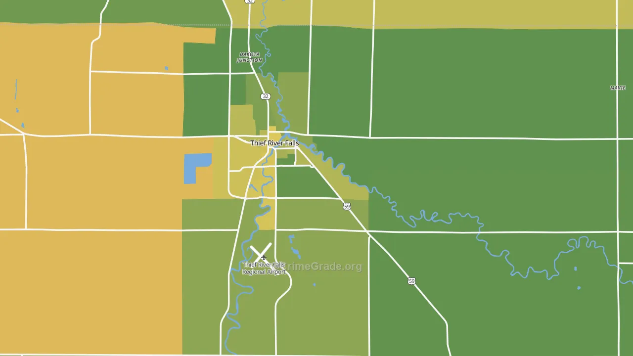Pennington County, MN Map of Vehicle Theft Rates