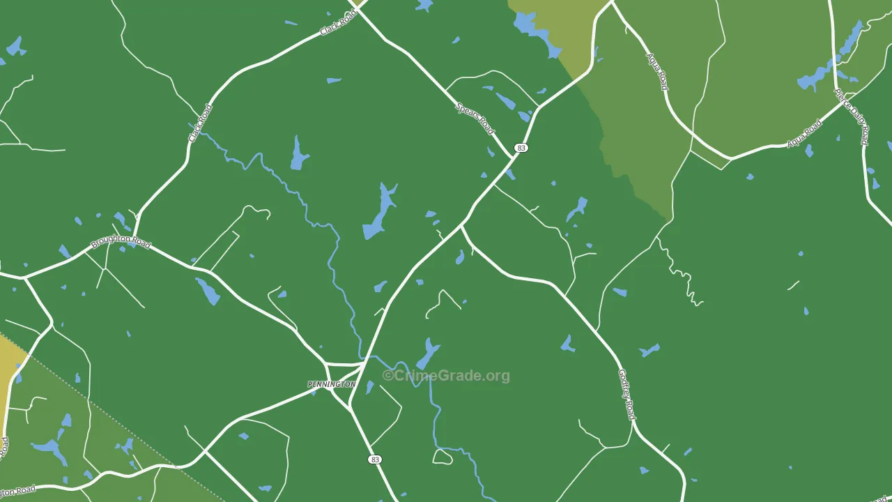 Pennington, GA Map of Vehicle Theft Rates