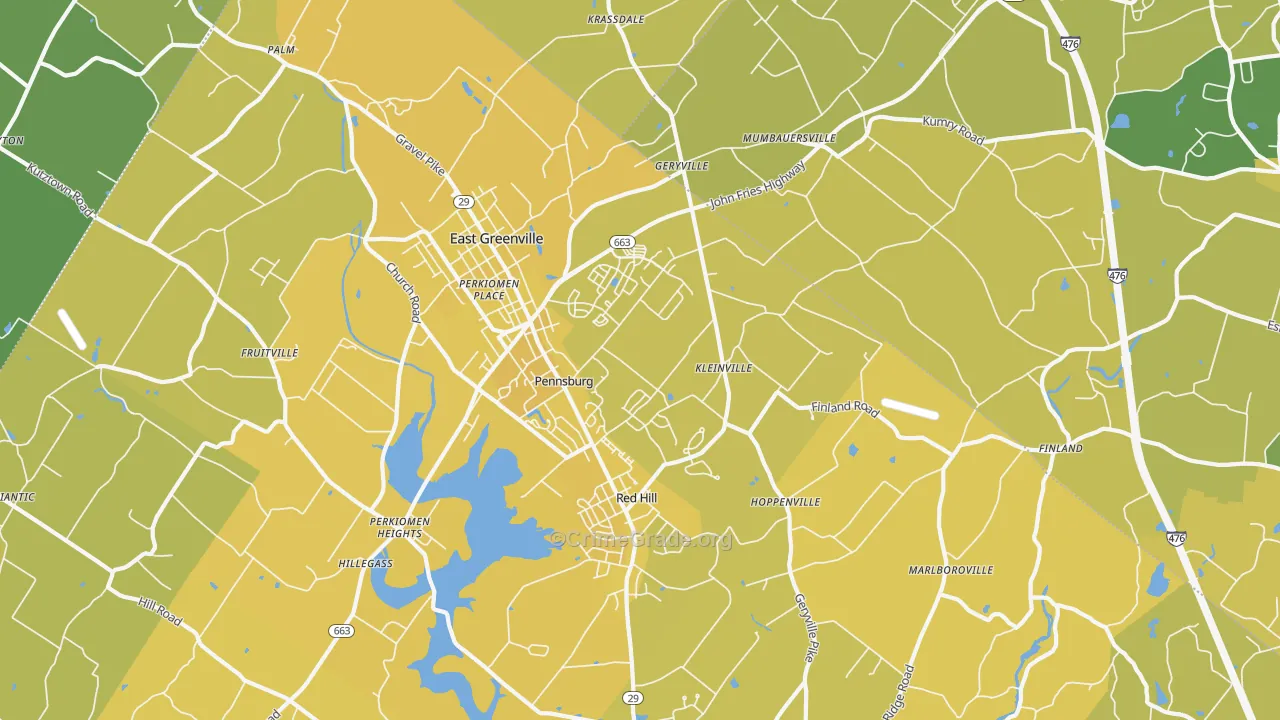 Pennsburg, PA Map of Vehicle Theft Rates